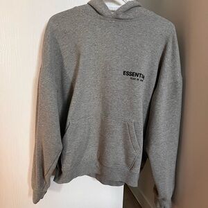 ESSENTIALS Men’s Heather Gray Hoodie with Subtle Logo